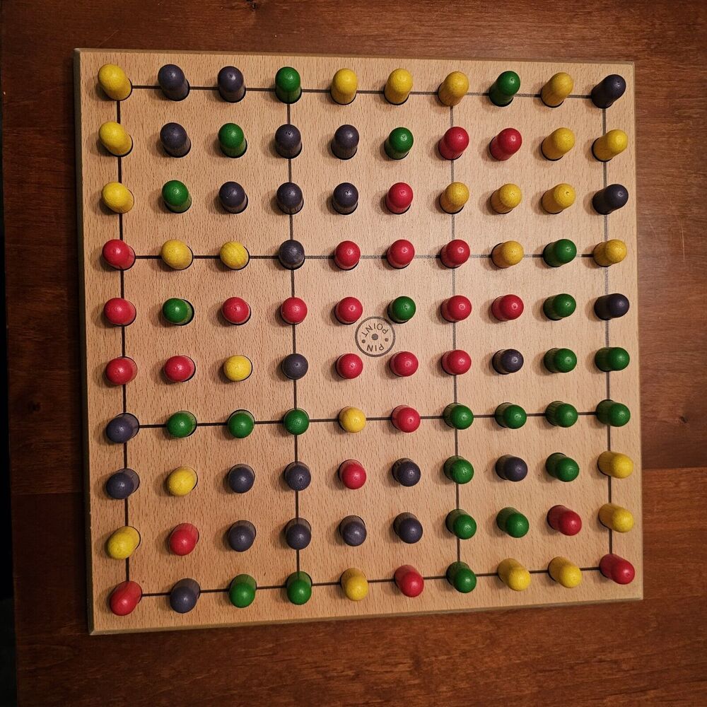 Rare Vintage Pin-Point Solid Wood Board Game
